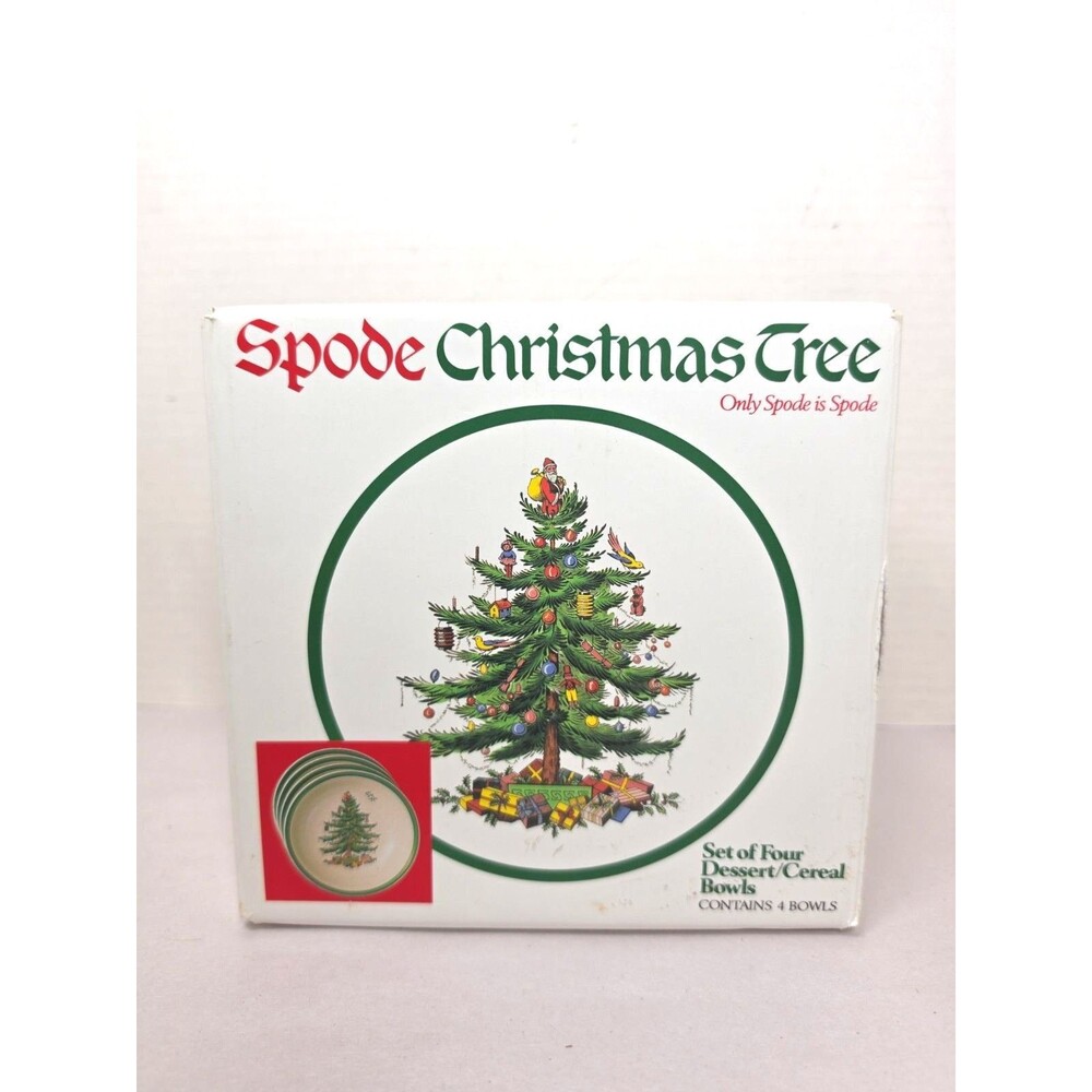 New Vintage Spode Christmas Tree Dessert/ Cereal Bowls 6-1/4" Set of 4 1990's